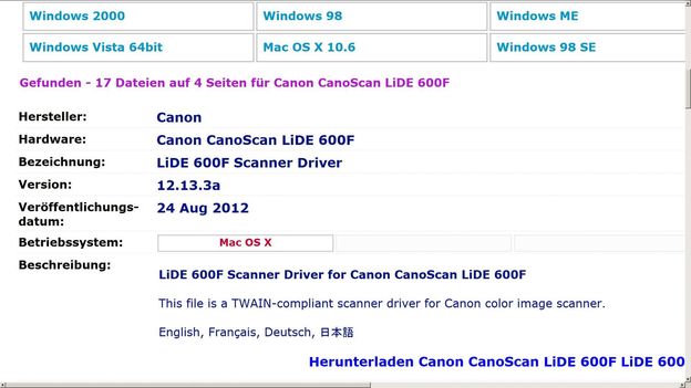 canoscan lide 600f driver download for mac